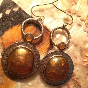 Bronze colored earrings with brown simmery stones